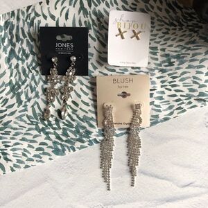 Earrings Lot—3 pairs Dangly Prom Rhinestone